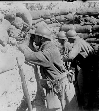 French Soldiers in trench at the Second Battle of Ypres.